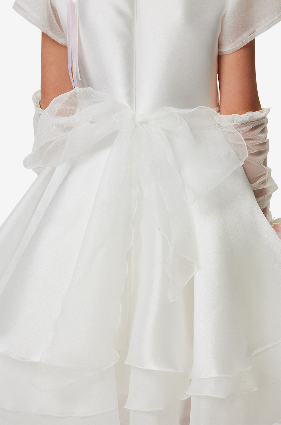 MONNALISA Mädchen-Festkleid aus Satin mit Rüschen und Blüten Mädchen WEISS 5