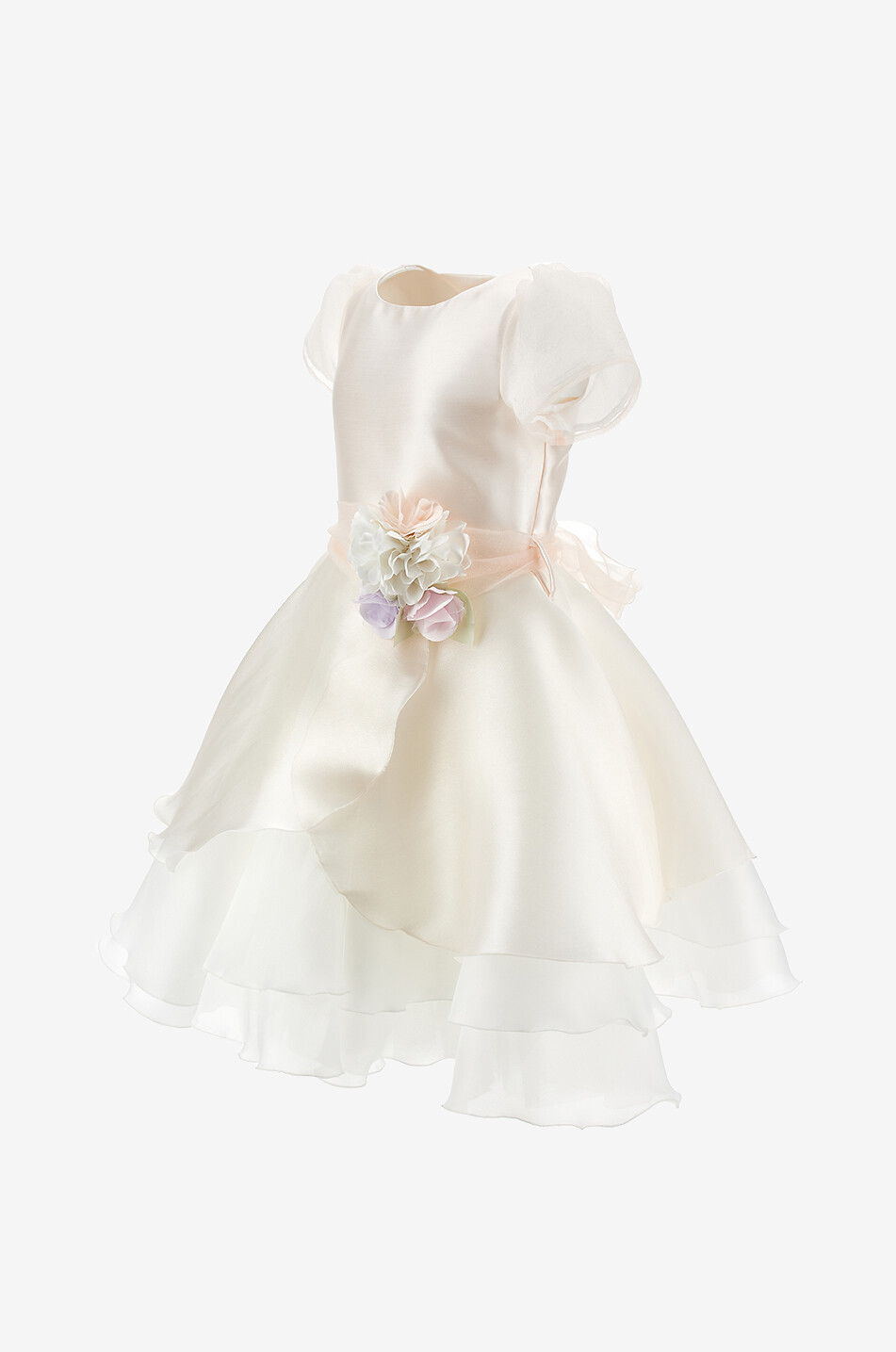 MONNALISA Mädchen-Festkleid aus Satin mit Rüschen und Blüten Mädchen WEISS 6