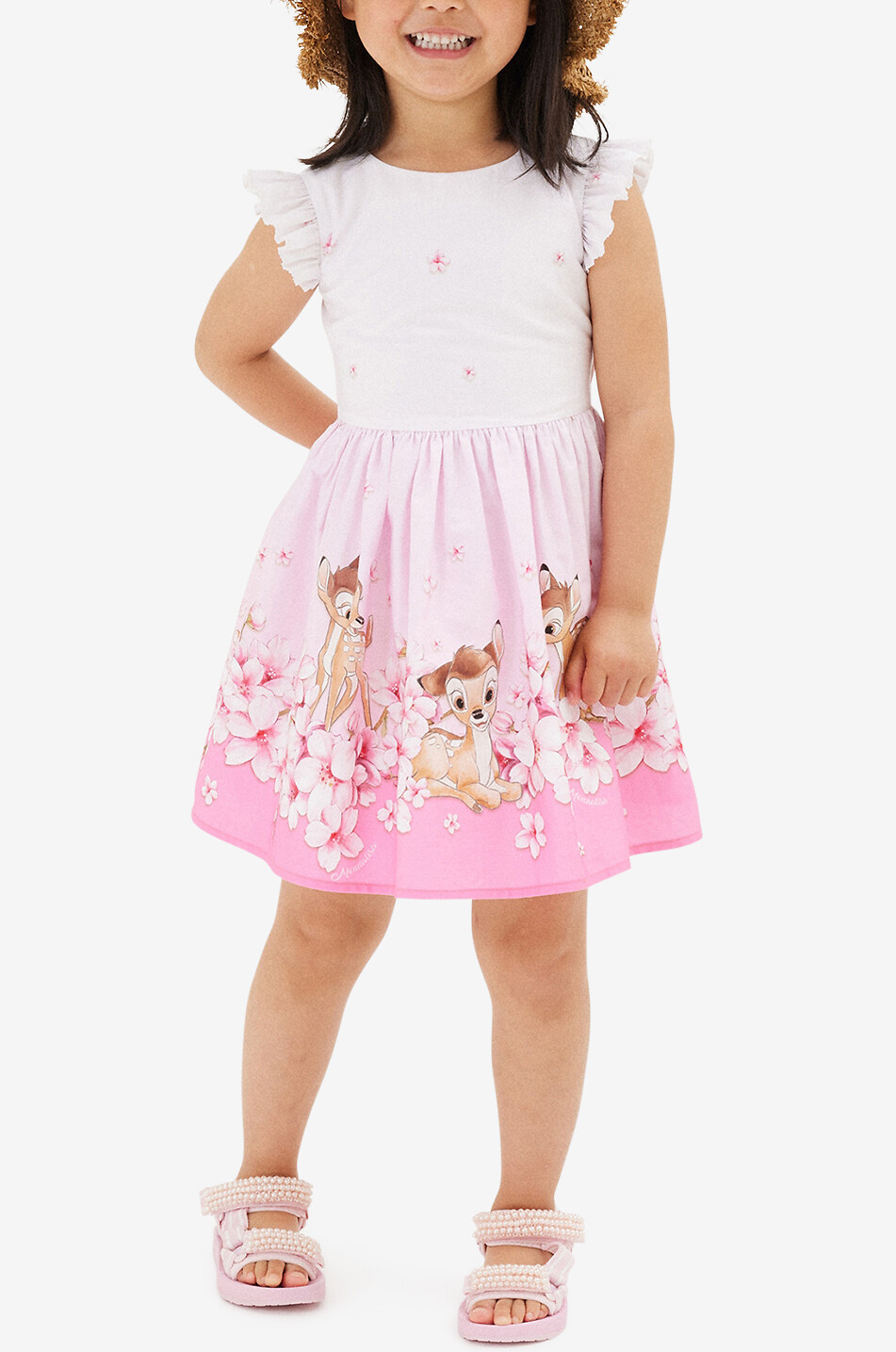 MONNALISA Girls' flower-adorned straw hat Girl BROWN 3
