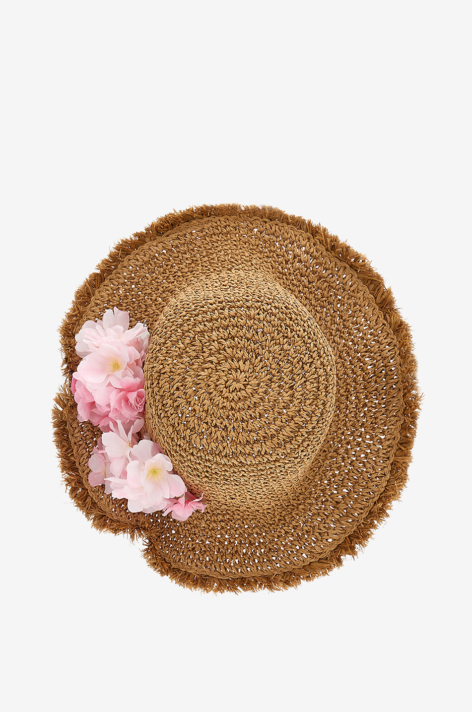MONNALISA Girls' flower-adorned straw hat Girl BROWN 4