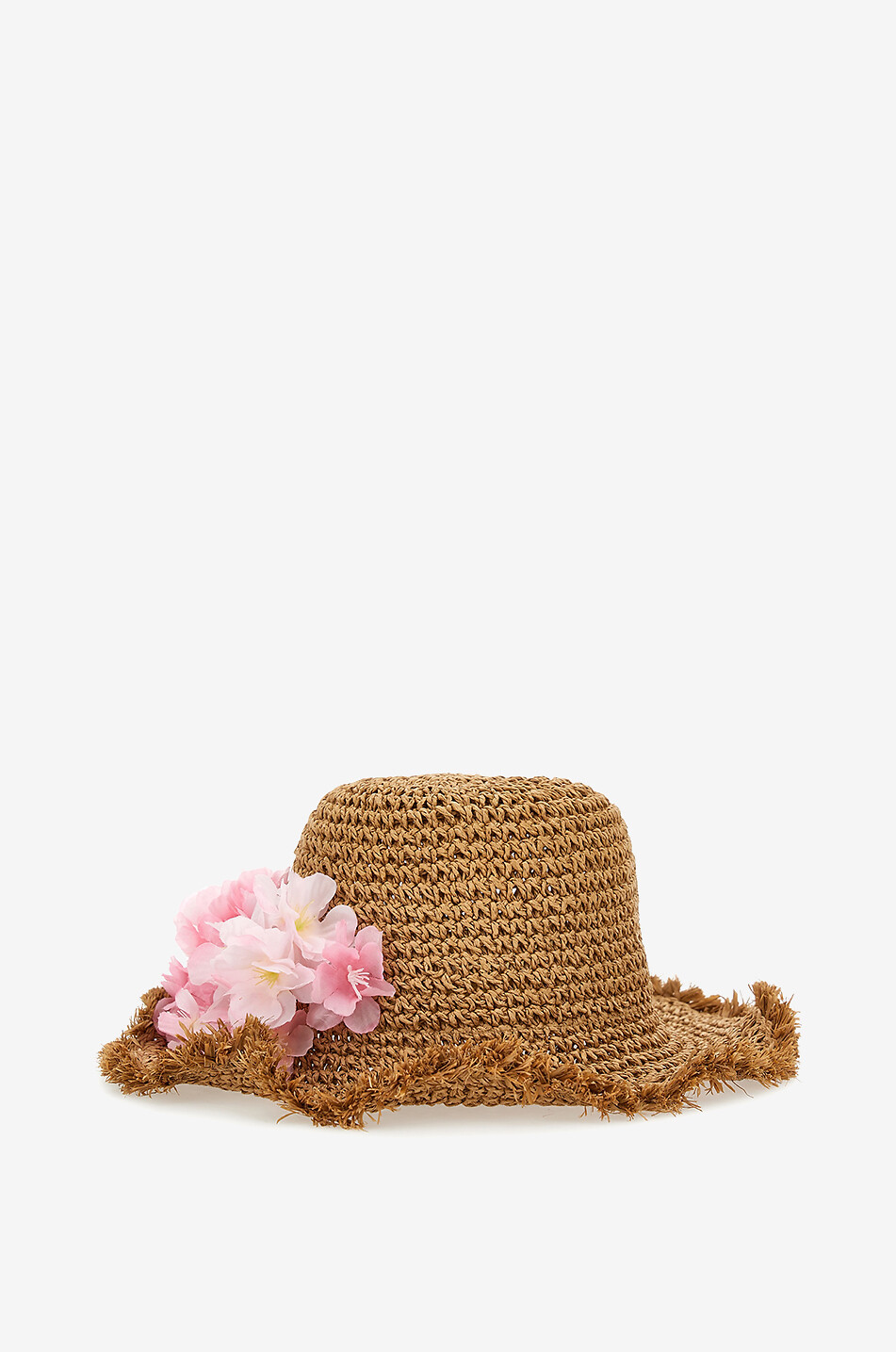 MONNALISA Girls' flower-adorned straw hat Girl BROWN 1
