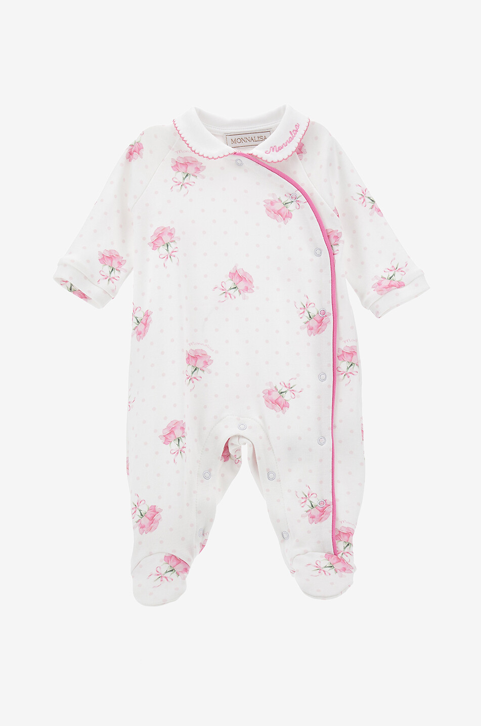 Rose printed baby wrap-over all-in-one