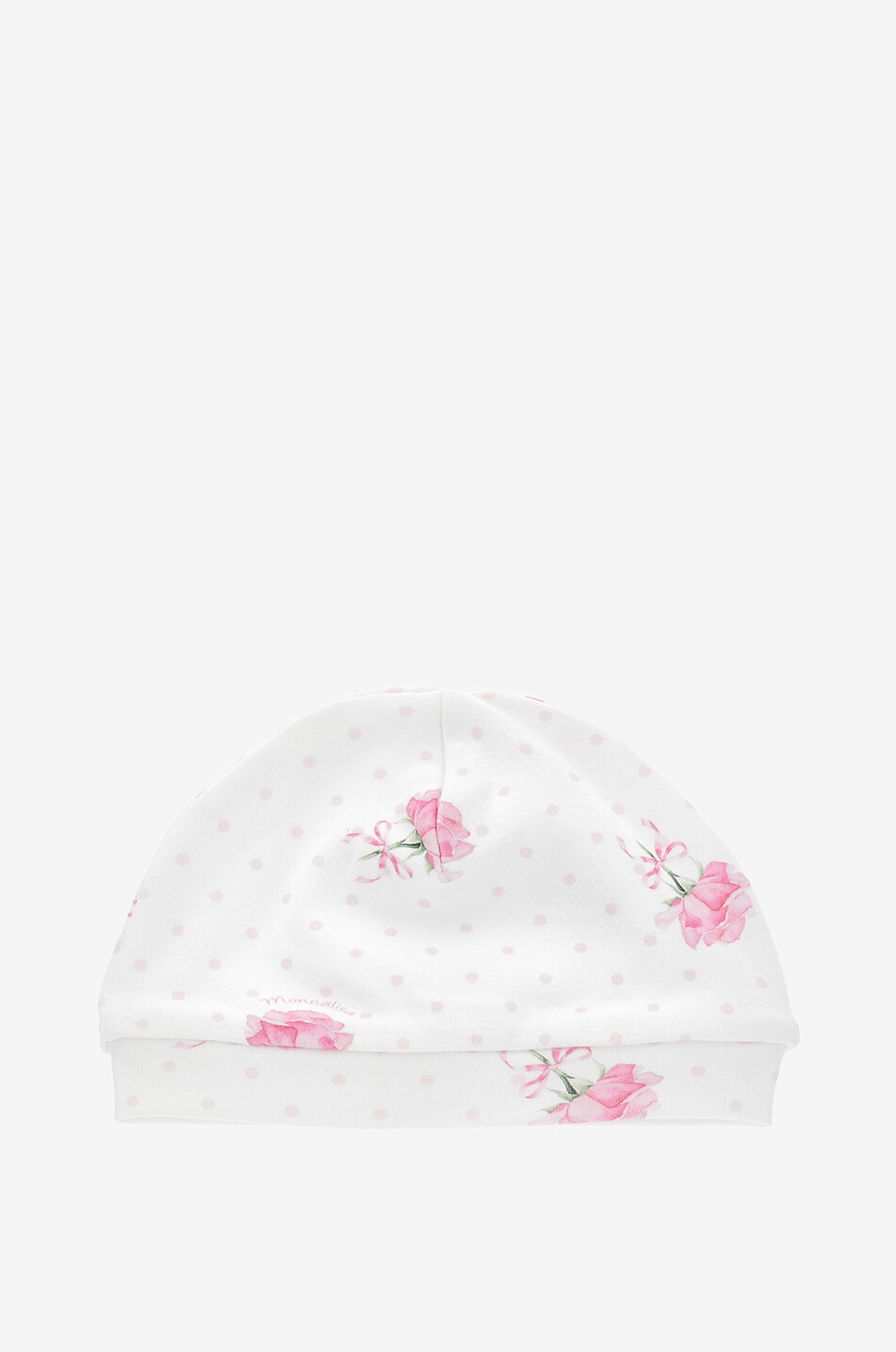 MONNALISA Bonnet en jersey imprimé roses bébé Bébé BLANC 1