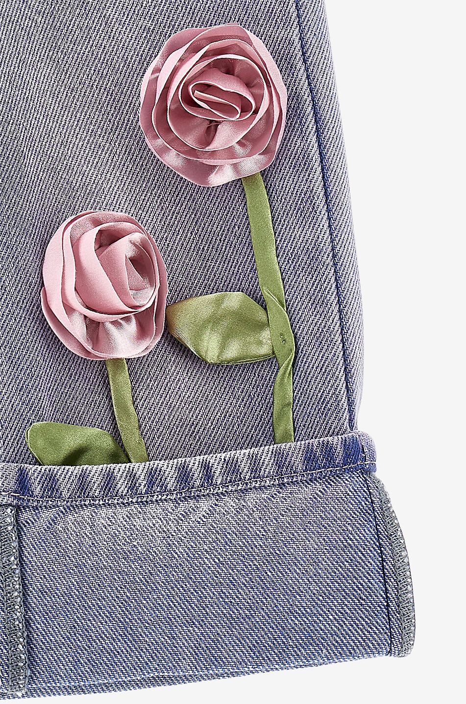 Jean délavé à application roses bébé