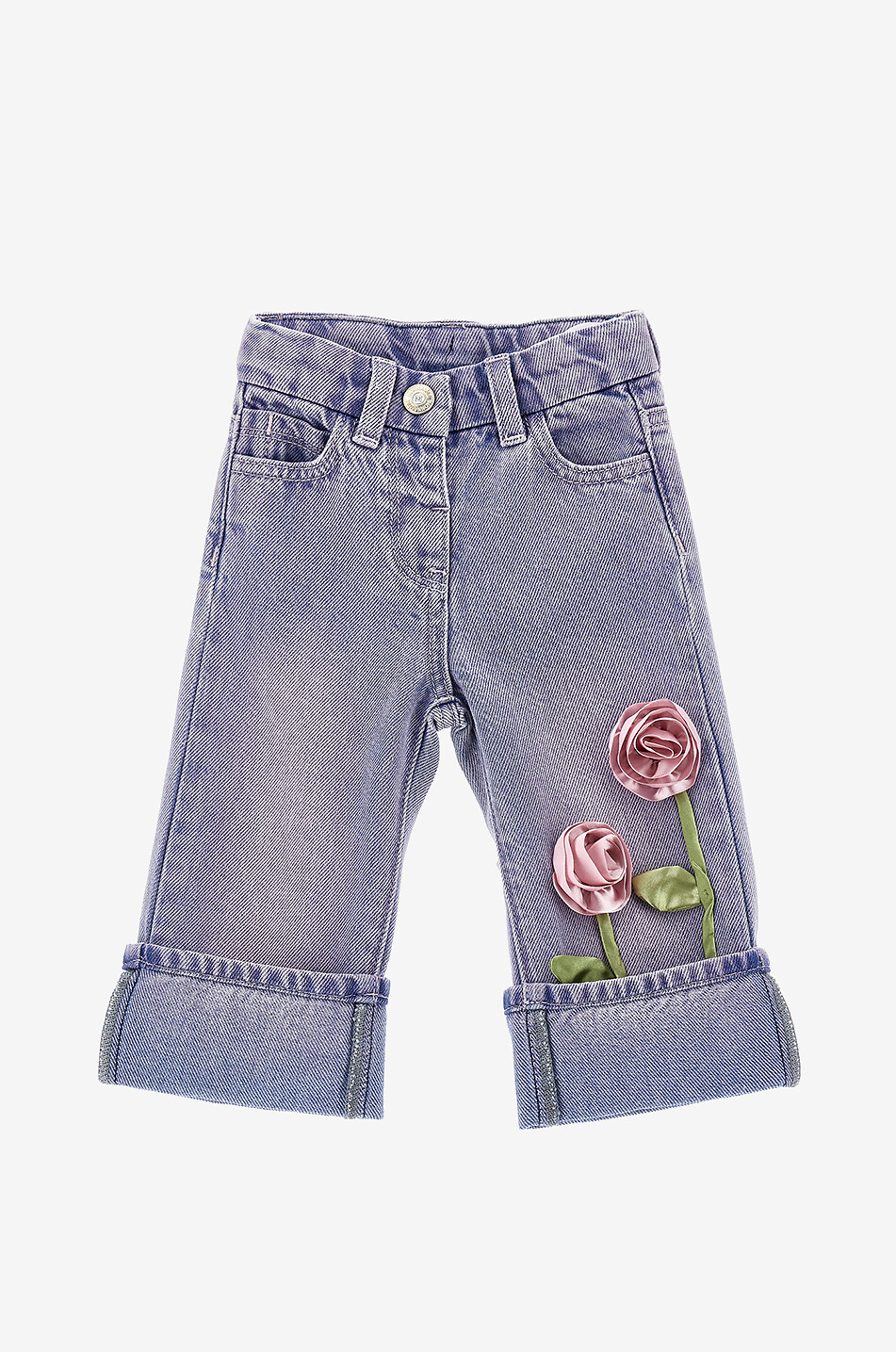 MONNALISA Jean délavé à application roses bébé Bébé BLEU 1