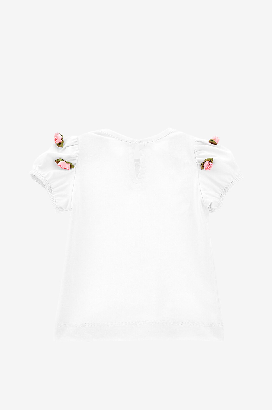 Baby-T-Shirt mit rosenbesetzten Puffärmeln