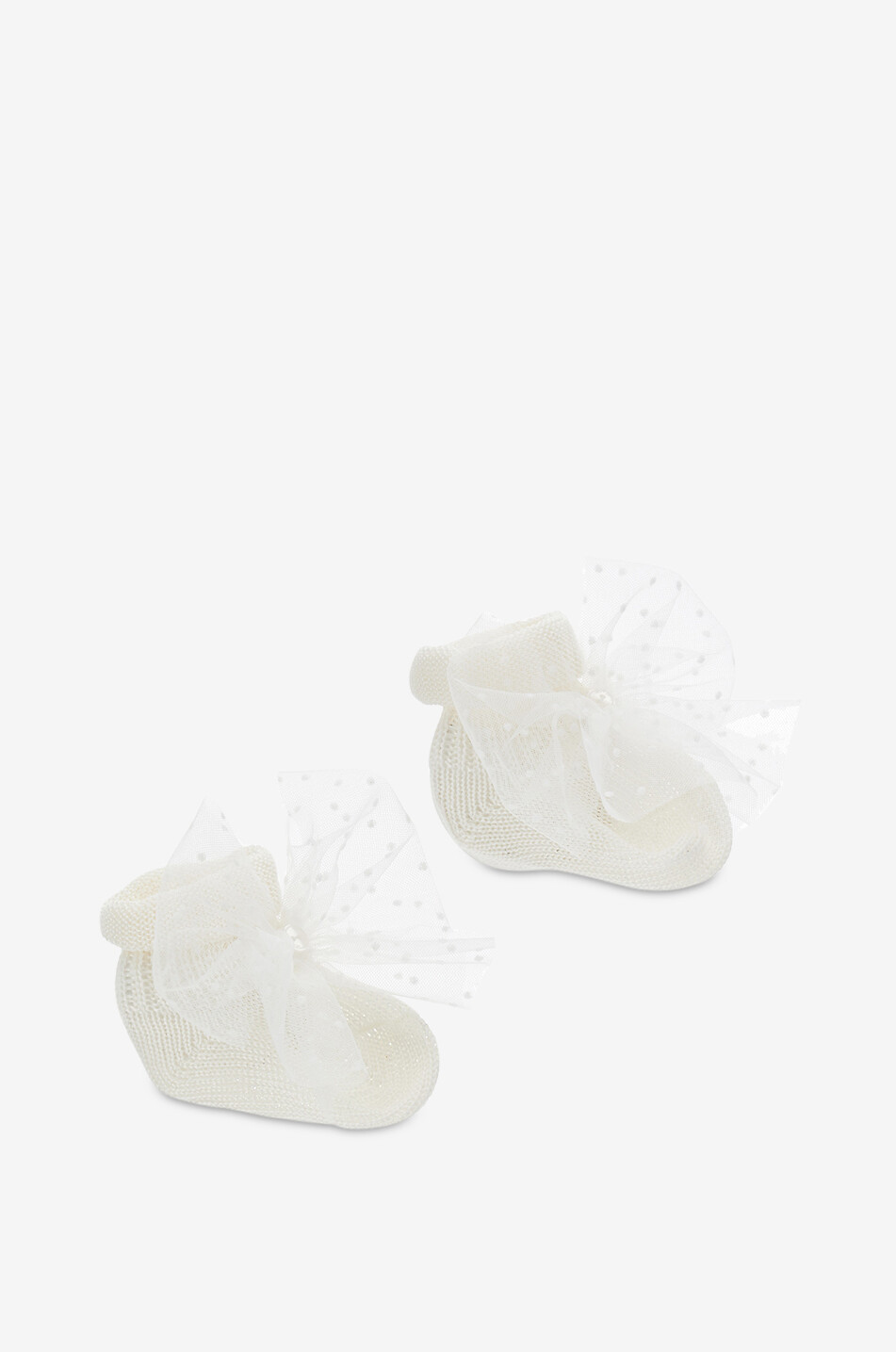 MONNALISA Knit and tulle baby slippers Baby WHITE 2