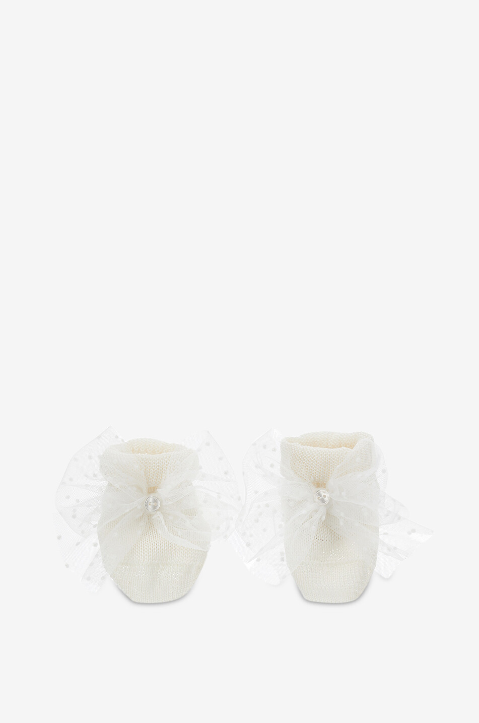 MONNALISA Knit and tulle baby slippers Baby WHITE 1