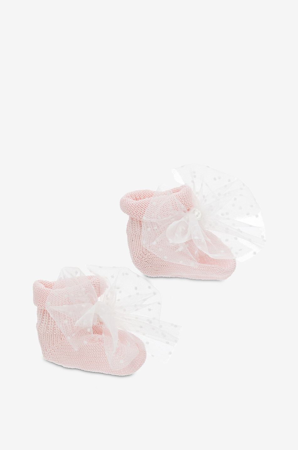 MONNALISA Knit and tulle baby slippers Baby LIGHT PINK 2