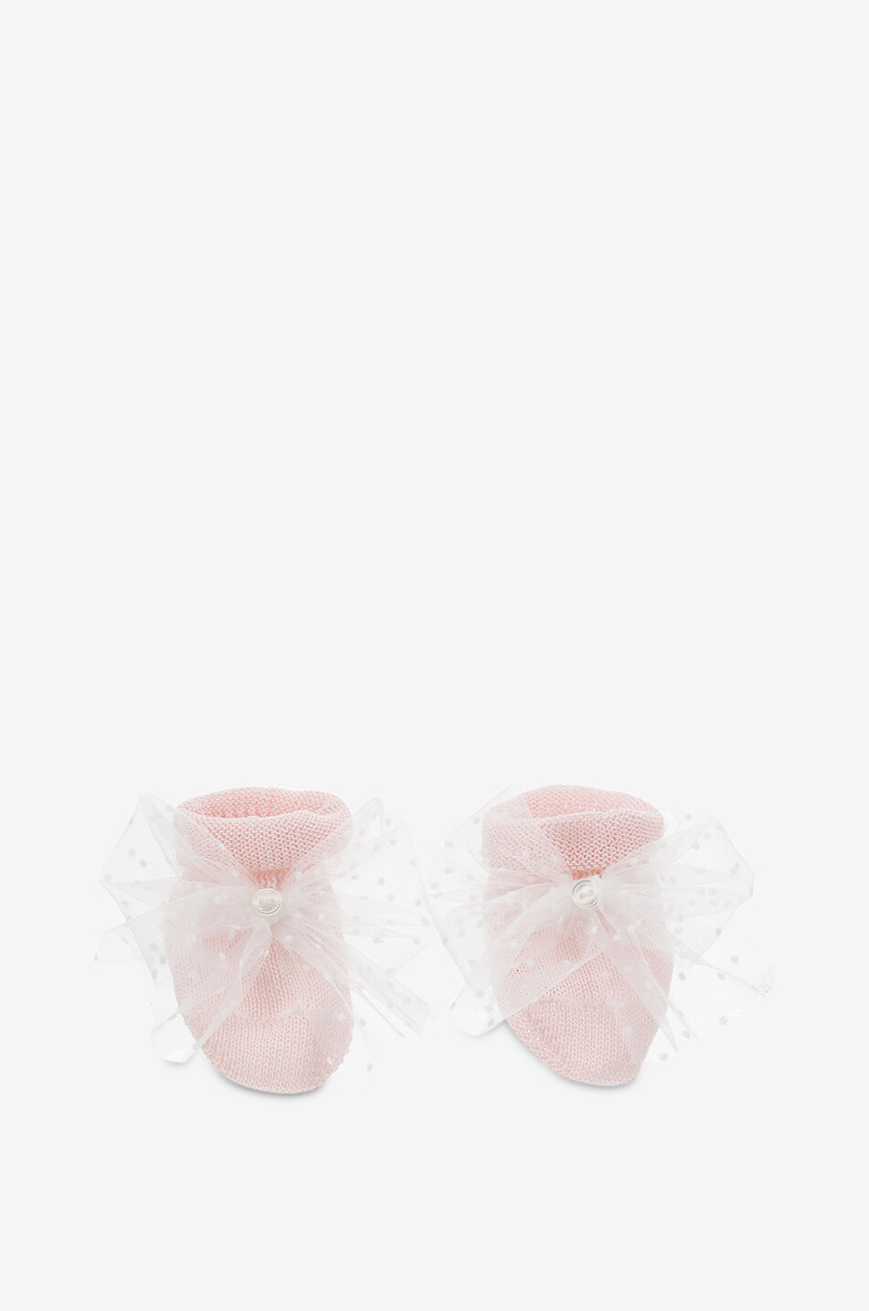 MONNALISA Knit and tulle baby slippers Baby LIGHT PINK 1