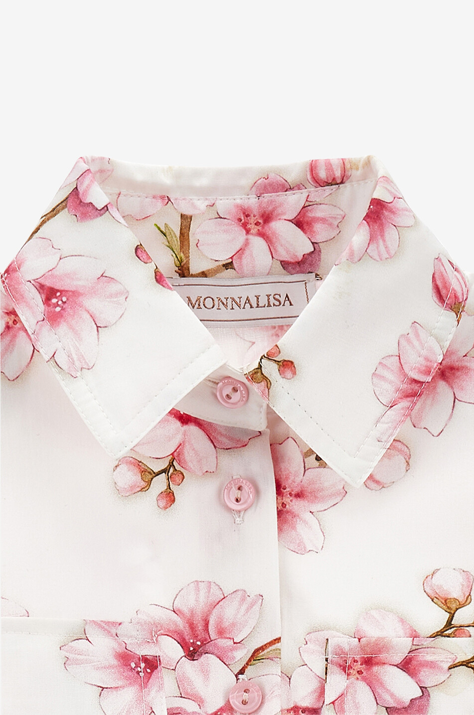 MONNALISA Mädchen-Kurzarm-Hemd mit Kirschblütenprint Mädchen WEISS 3