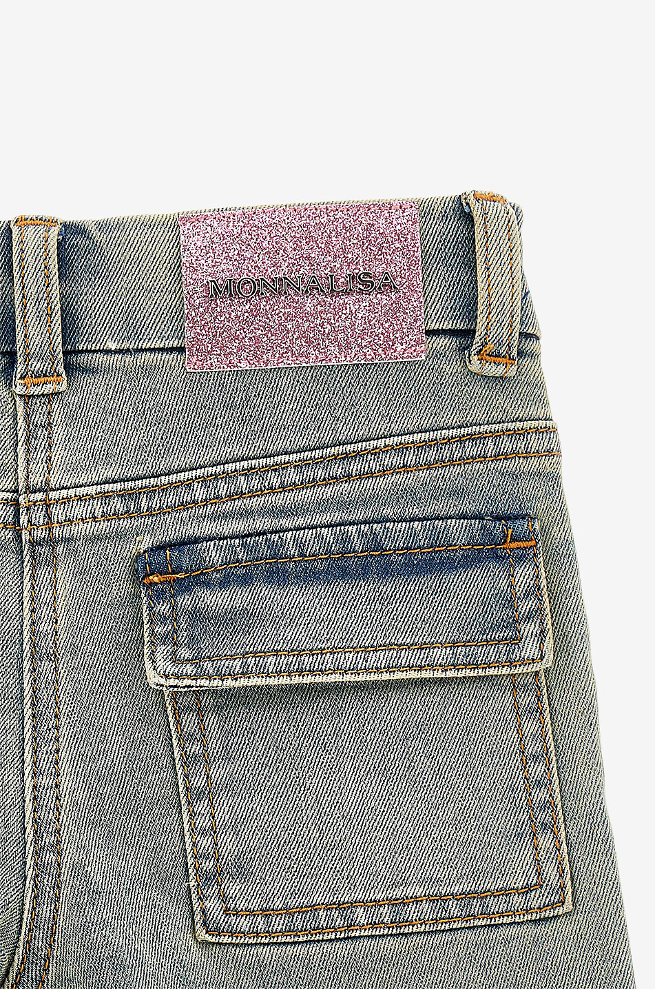 MONNALISA Mädchen-Jeans-Shorts mit Kirschblütenstickerei Mädchen HELLBLAU 4