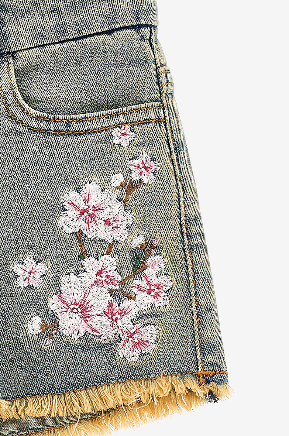 MONNALISA Mädchen-Jeans-Shorts mit Kirschblütenstickerei Mädchen HELLBLAU 3