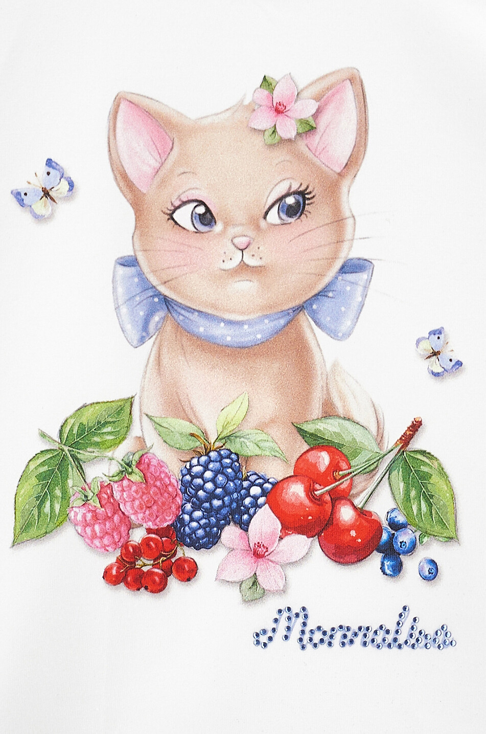 MONNALISA Kitten and Berries girls' ruffle sleeve T-shirt Girl WHITE 3