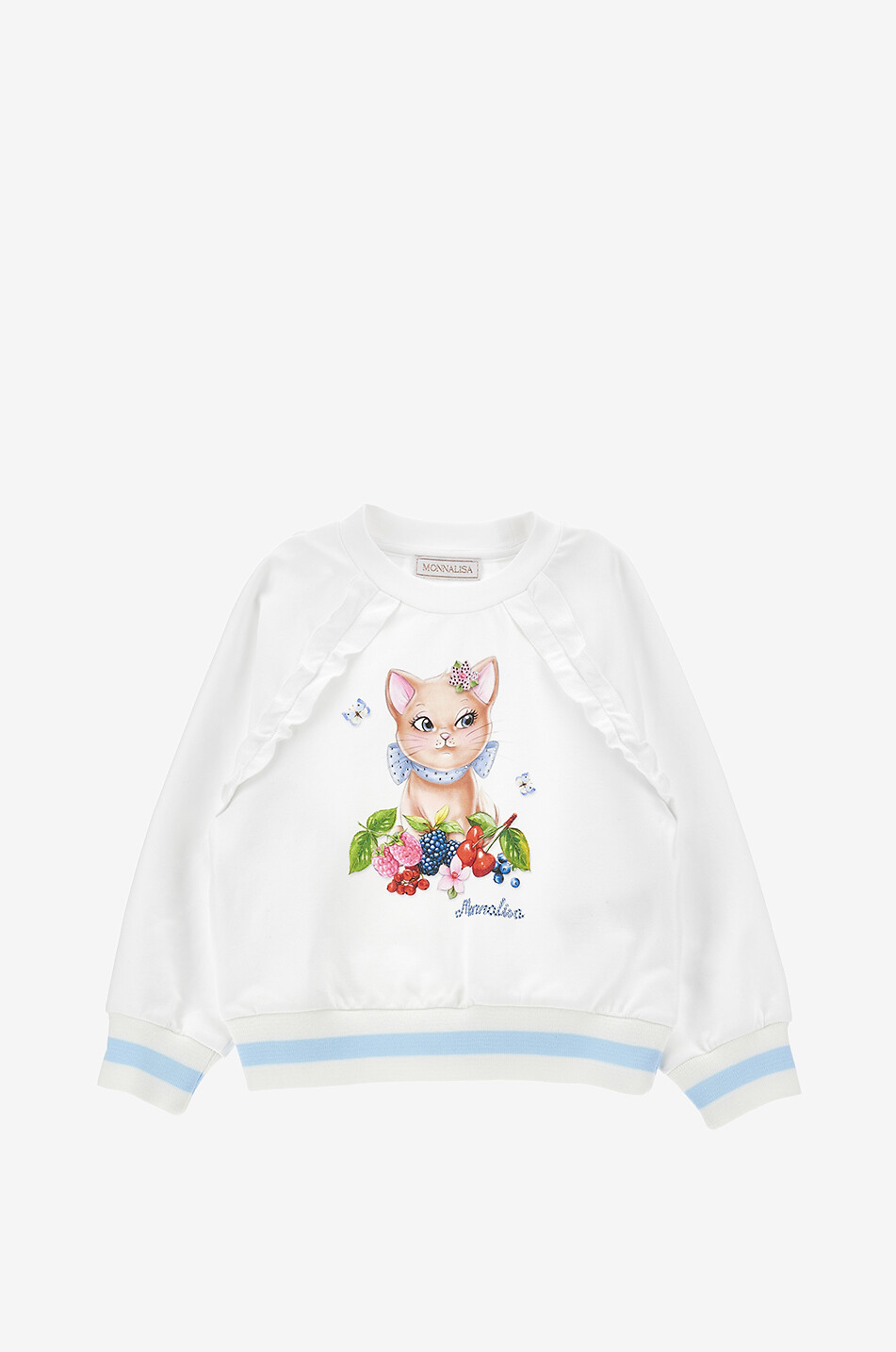MONNALISA Mädchen-Sweatshirt mit Rüschen Kitten and Berries Mädchen WEISS 1