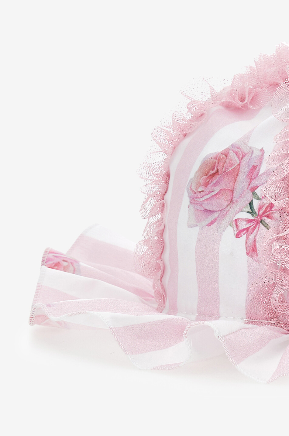 MONNALISA Rose and stripe printed baby hat Baby PINK 4