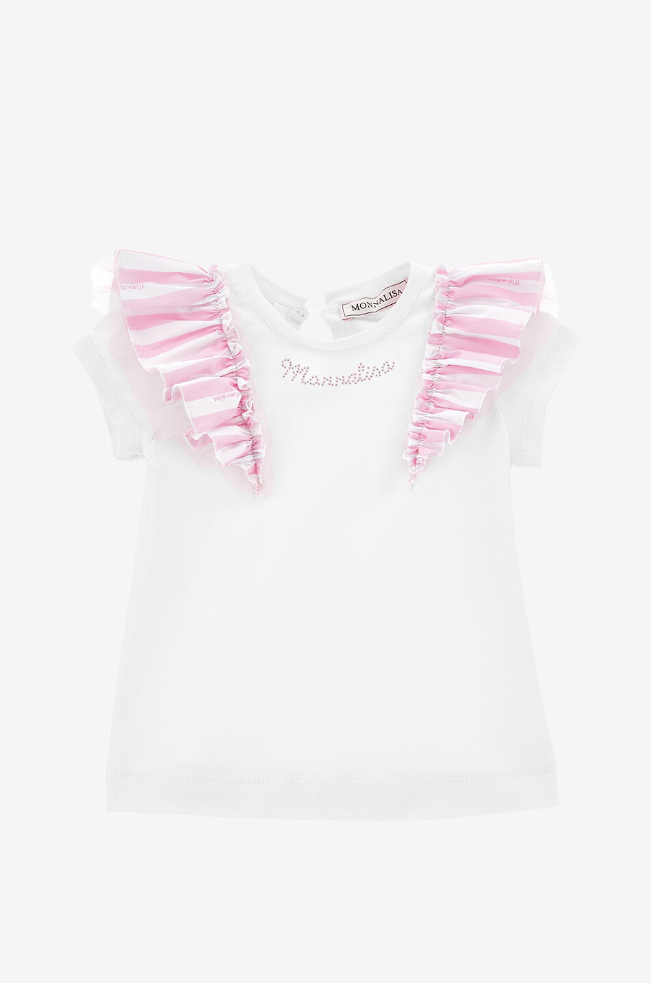 MONNALISA T-shirt à volants rayés bébé Bébé BLANC 1
