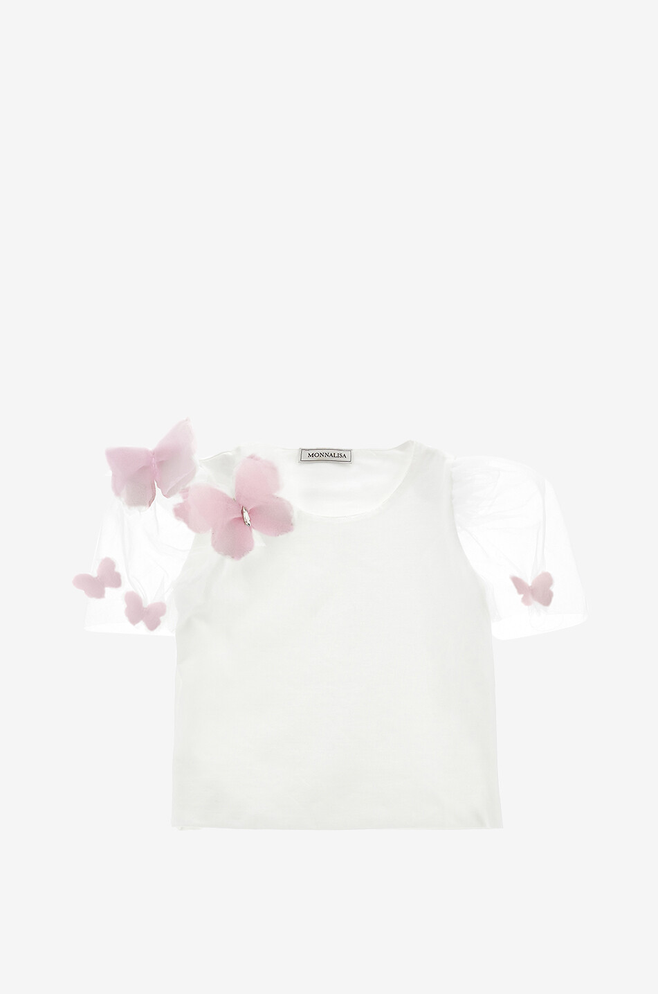T-shirt bi-matière à papillons fille