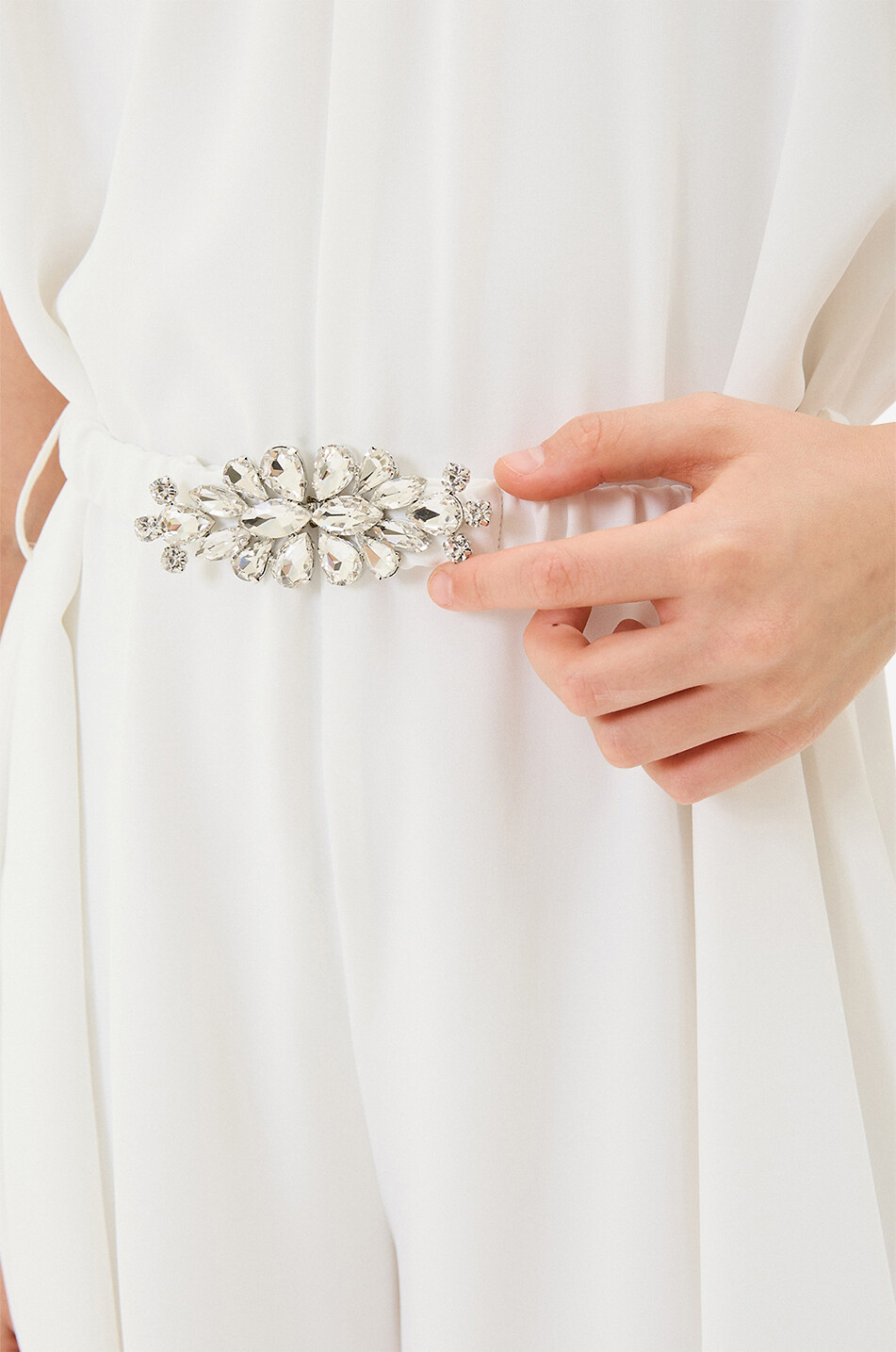 MONNALISA Combinaison fluide avec ceinture fille Fille BLANC 4