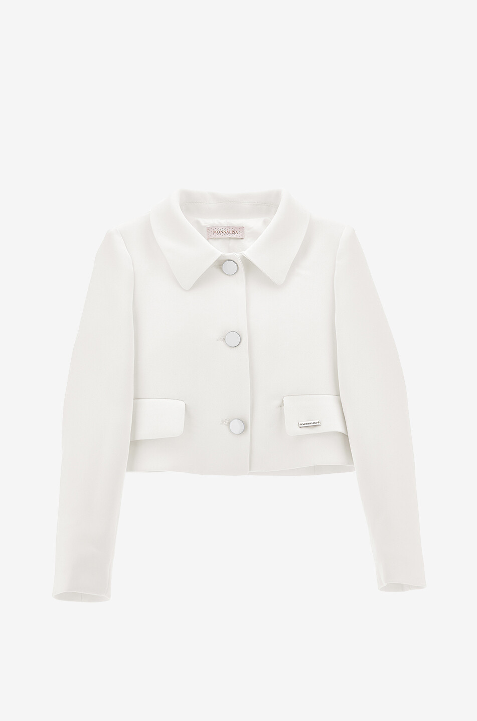 MONNALISA Girls' denim jacket with crystal buttons Girl WHITE 1