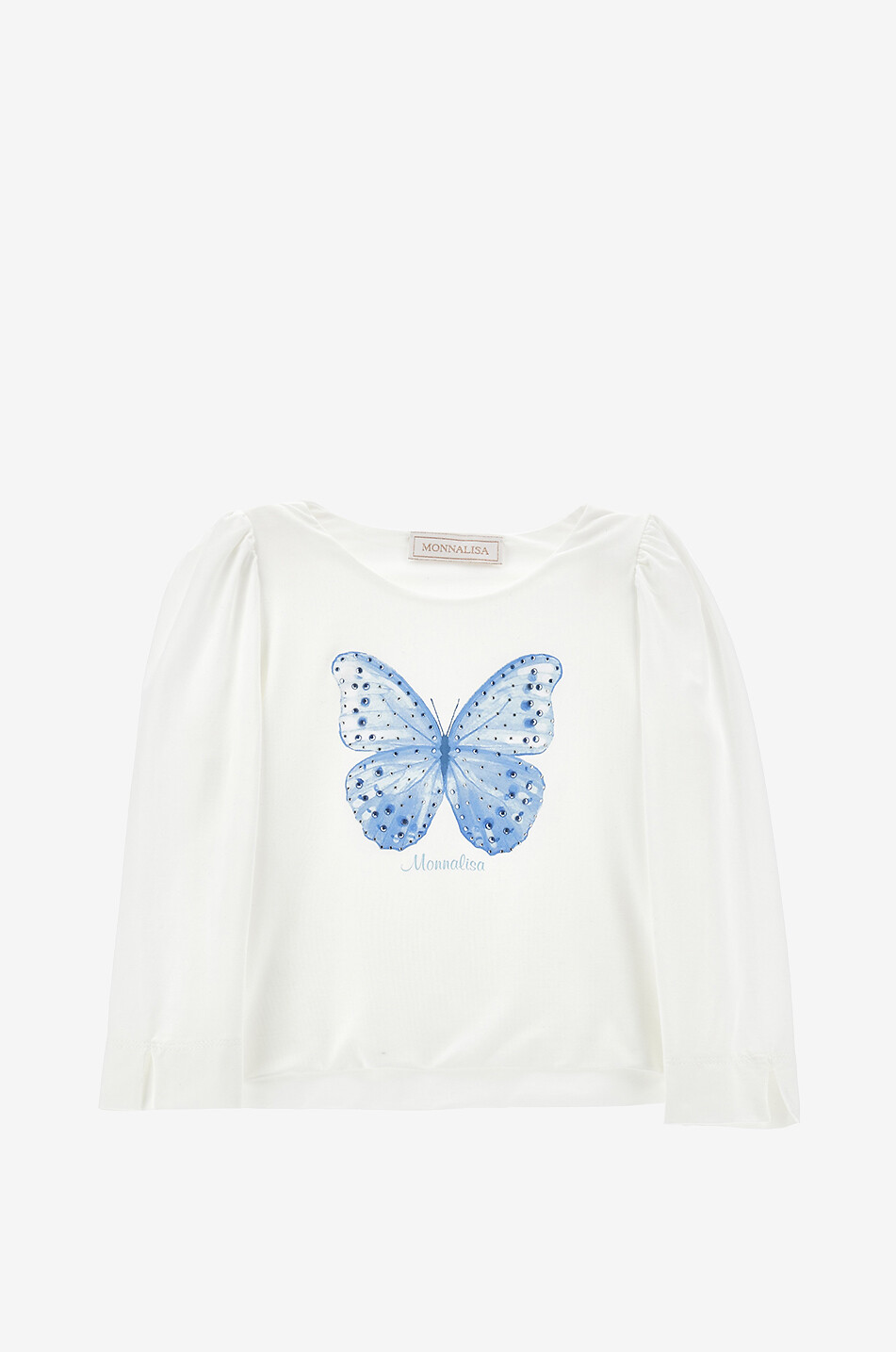 Butterfly girls' T-shirt with long puff sleeves