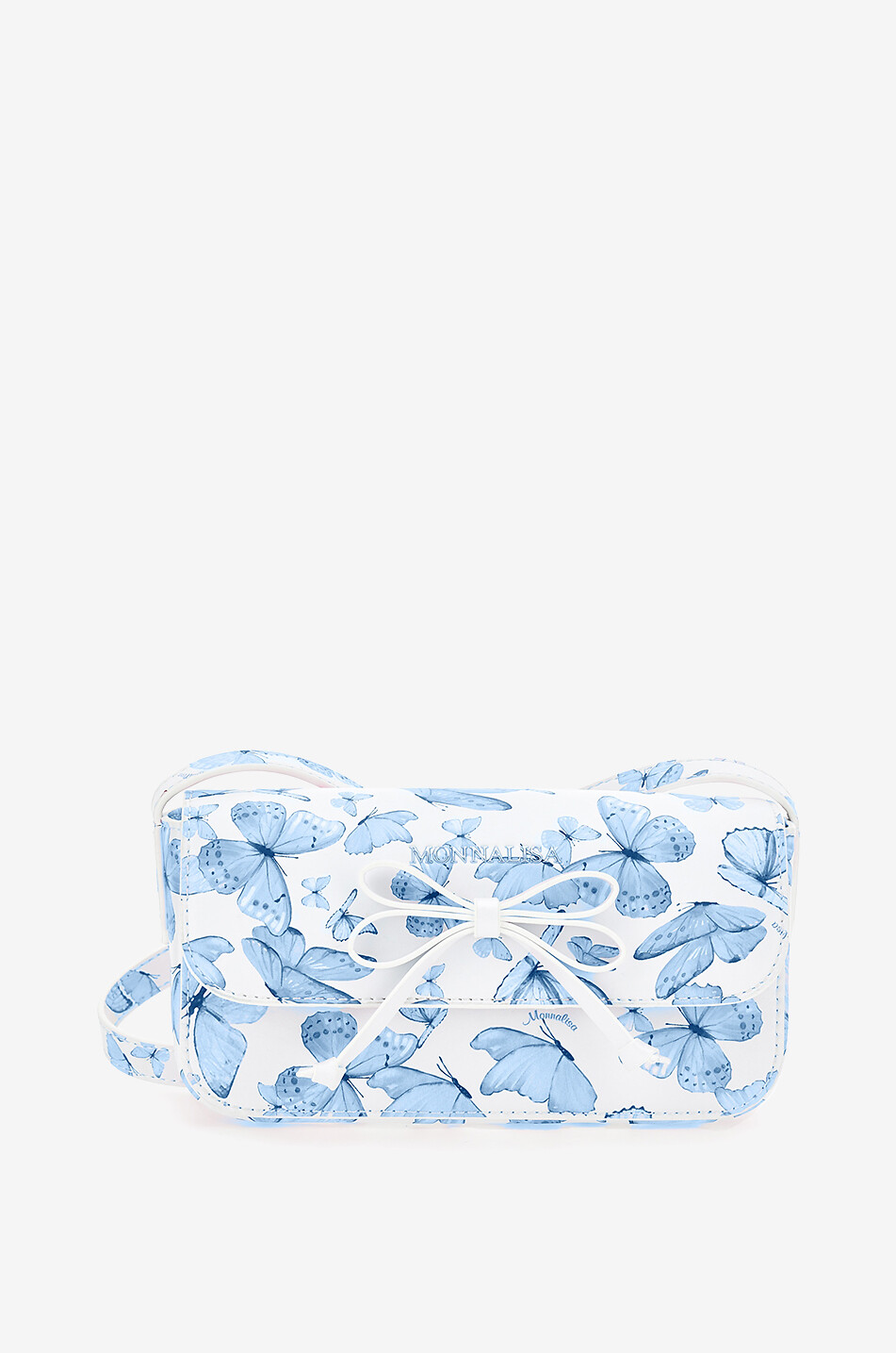 MONNALISA Butterfly printed girls' faux leather shoulder bag Girl LIGHT BLUE 1
