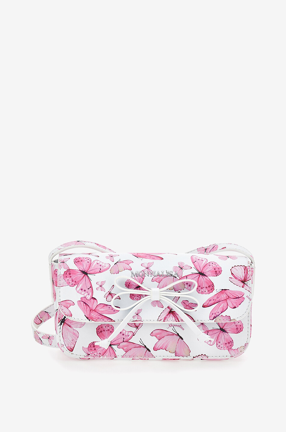MONNALISA Butterfly printed girls' faux leather shoulder bag Girl PINK 1