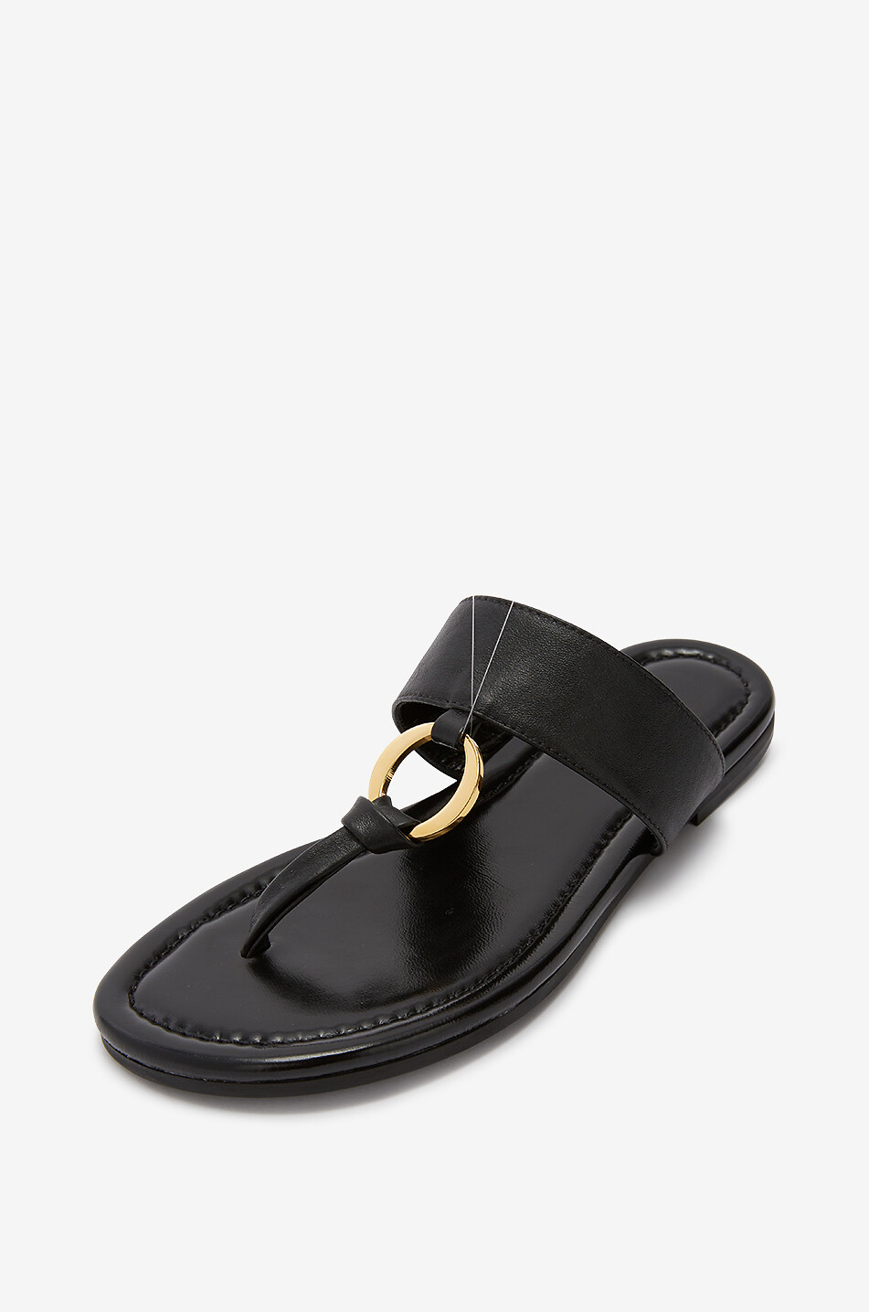 ODISSI Tongs en cuir brillant Olivia Femme NOIR 8