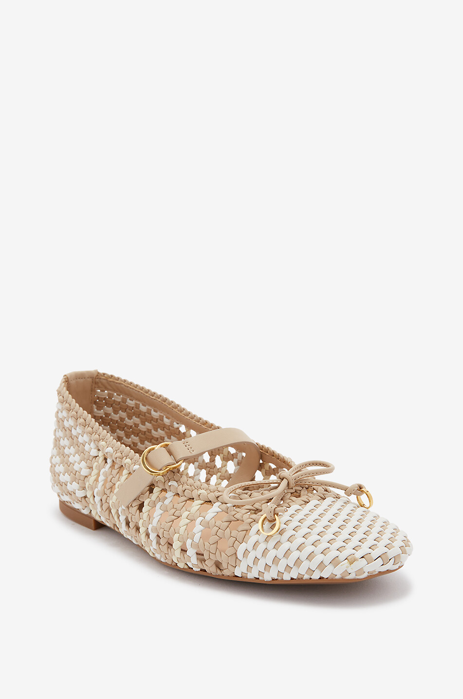 ODISSI Lina round-toe braided leather ballet flats Women BEIGE 11