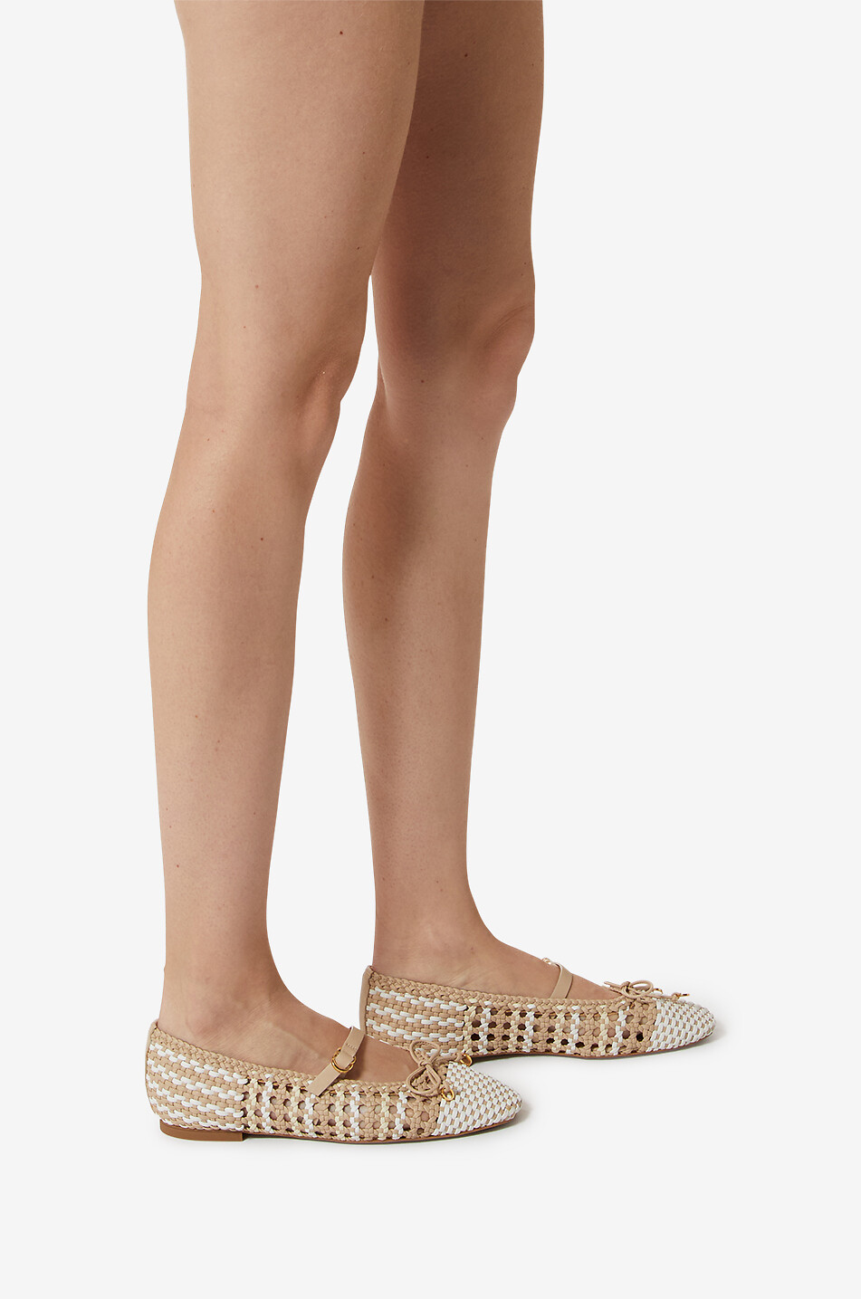 ODISSI Lina round-toe braided leather ballet flats Women BEIGE 5