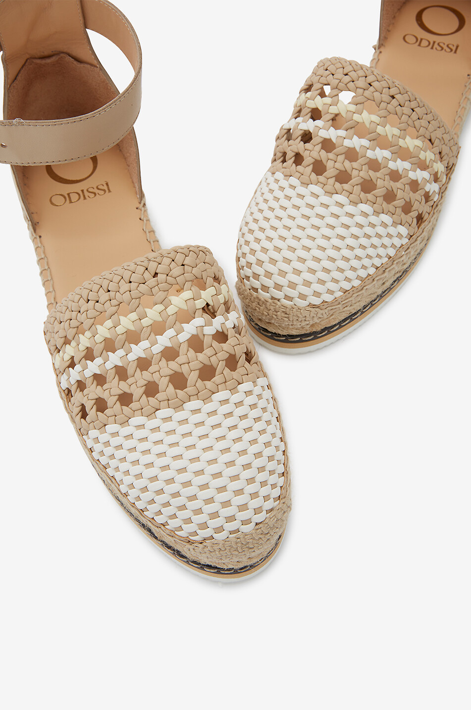 ODISSI Lily platform braided leather espadrilles Women BEIGE 2
