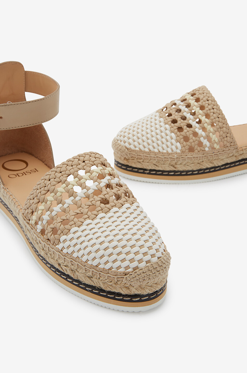 ODISSI Lily platform braided leather espadrilles Women BEIGE 9
