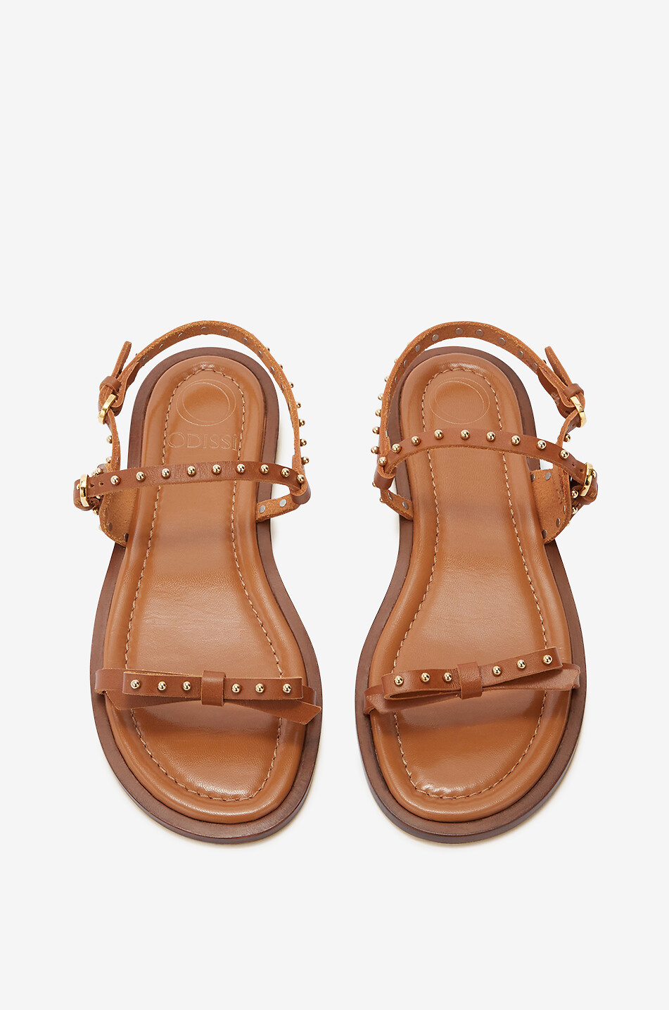 ODISSI Jackie flat smooth leather sandals Women BROWN 5