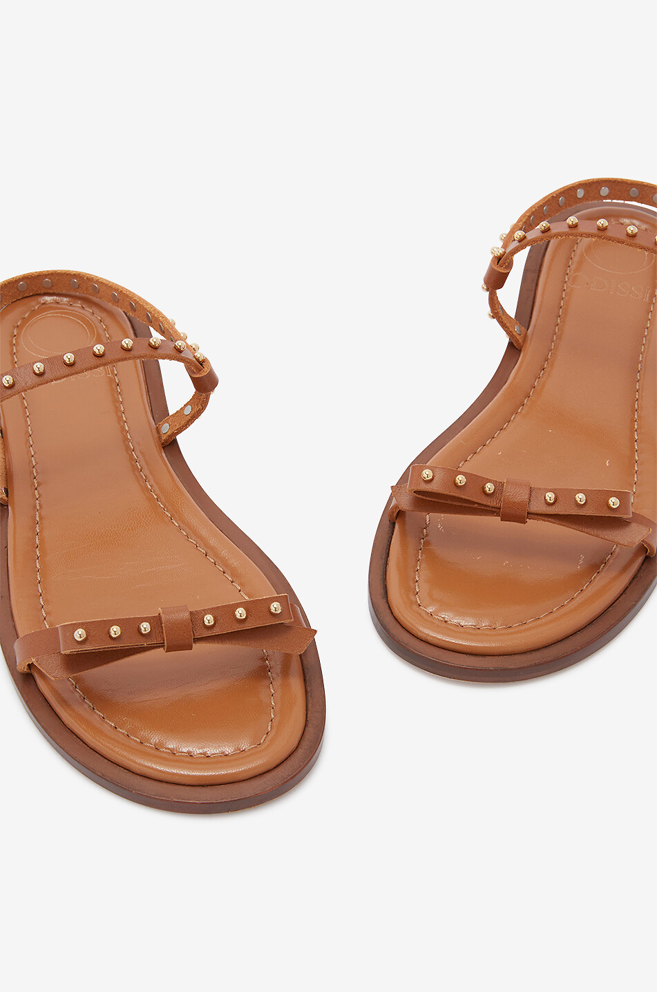 ODISSI Jackie flat smooth leather sandals Women BROWN 7