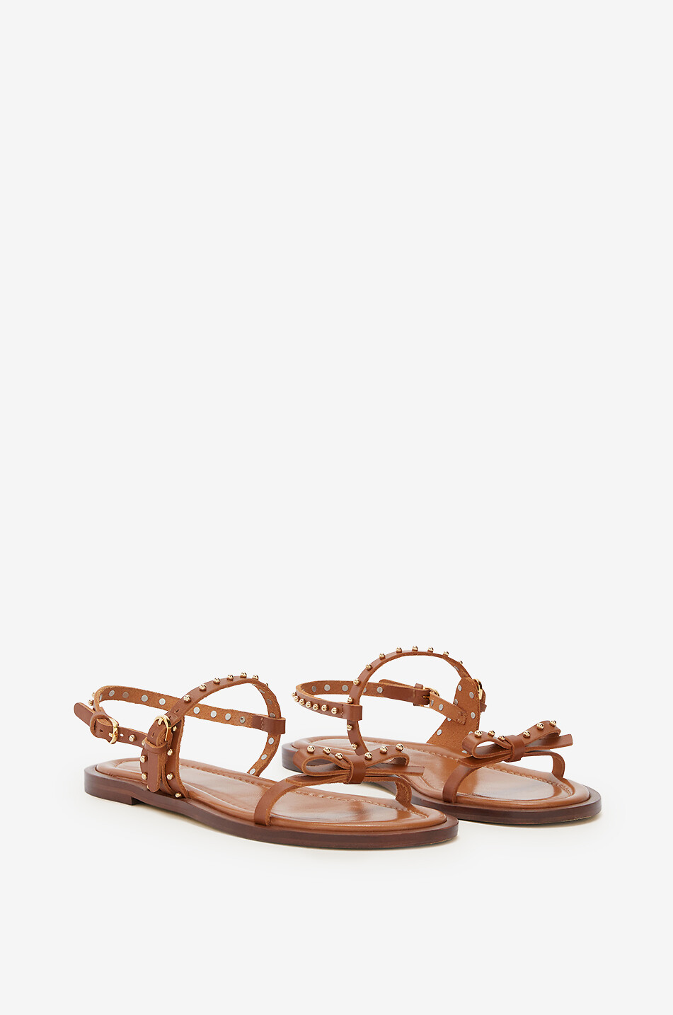 ODISSI Jackie flat smooth leather sandals Women BROWN 8