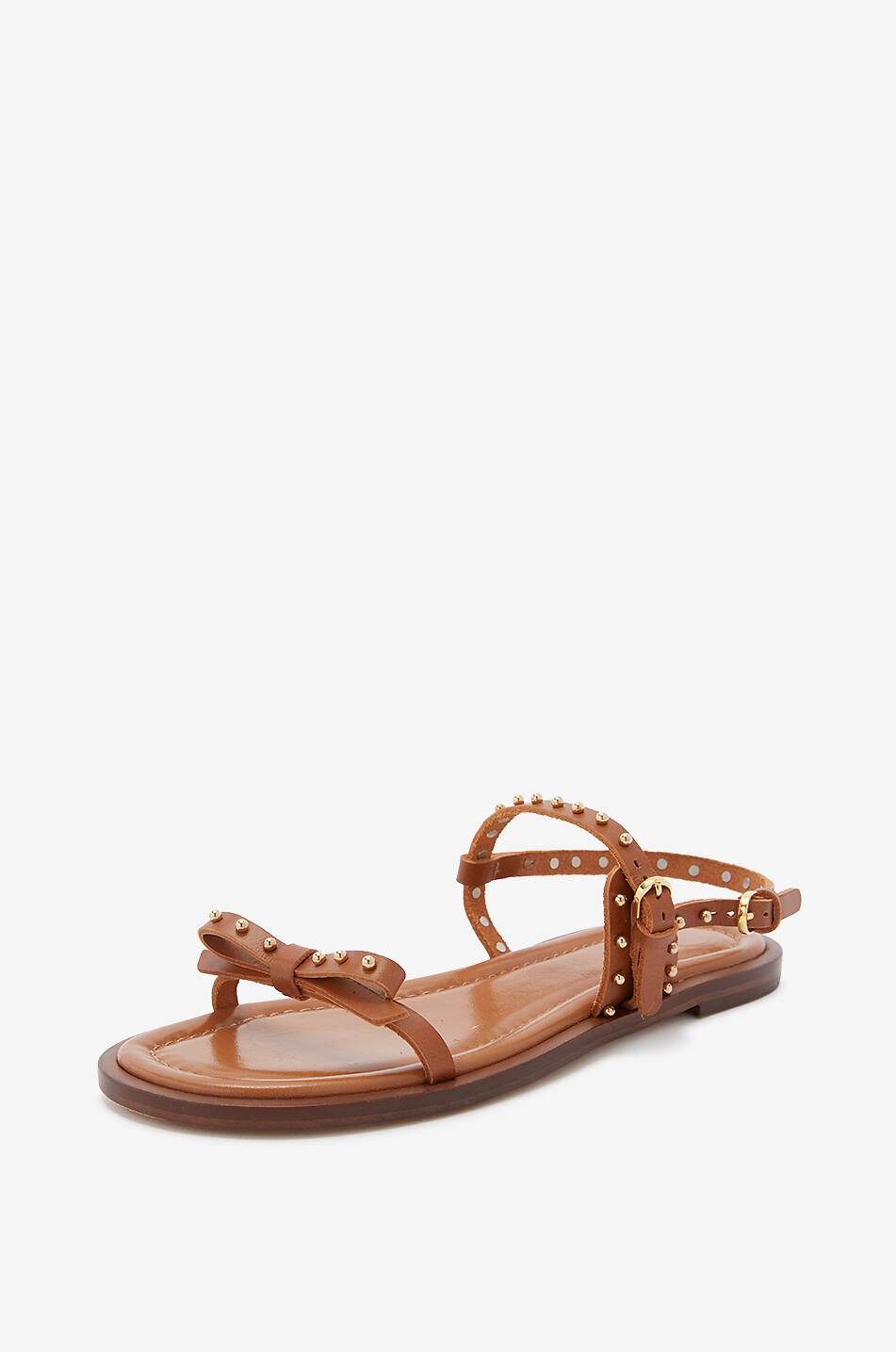 ODISSI Jackie flat smooth leather sandals Women BROWN 10