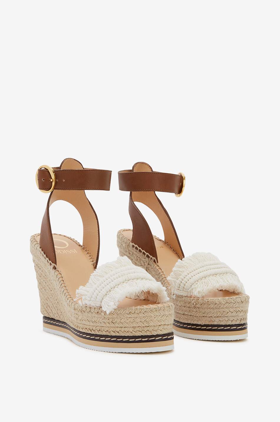 ODISSI Sandalen mit Keilabsatz aus Stoff und Leder Lily Damen BRAUN 2