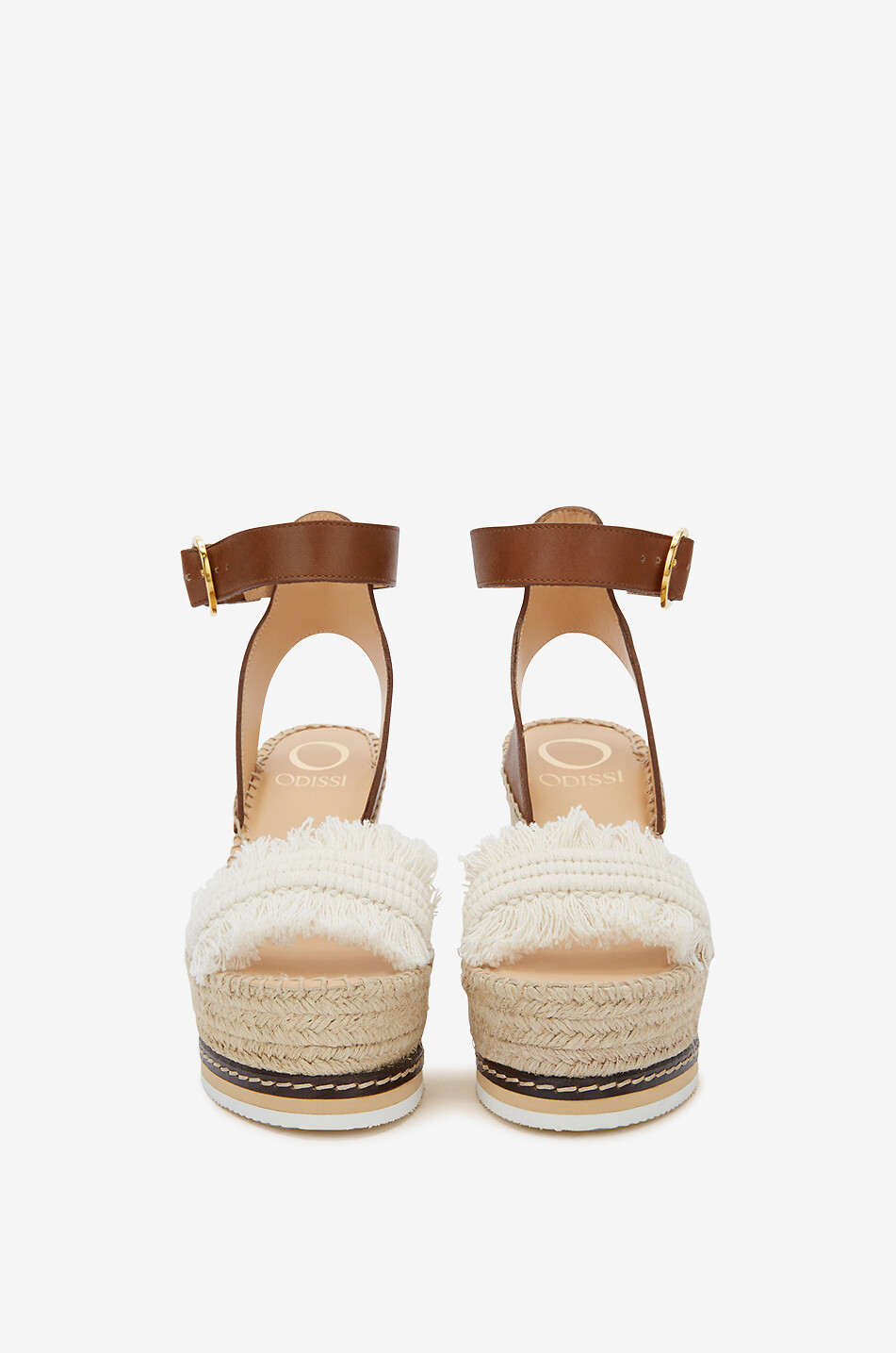 ODISSI Sandalen mit Keilabsatz aus Stoff und Leder Lily Damen BRAUN 7