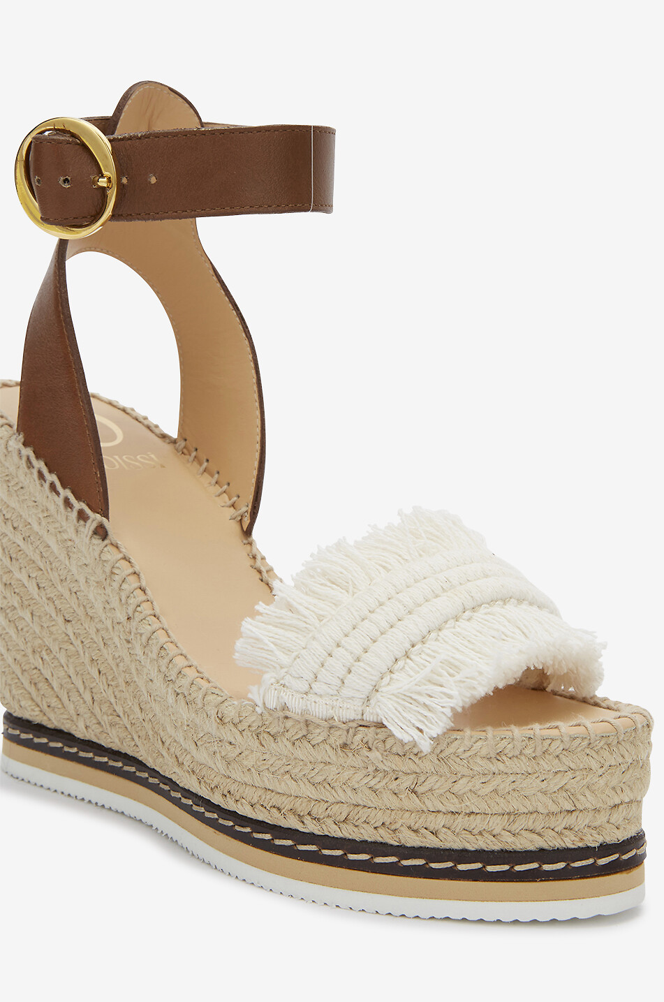 ODISSI Sandalen mit Keilabsatz aus Stoff und Leder Lily Damen BRAUN 9