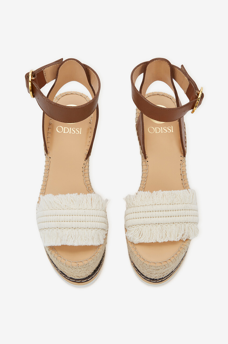 ODISSI Sandalen mit Keilabsatz aus Stoff und Leder Lily Damen BRAUN 10