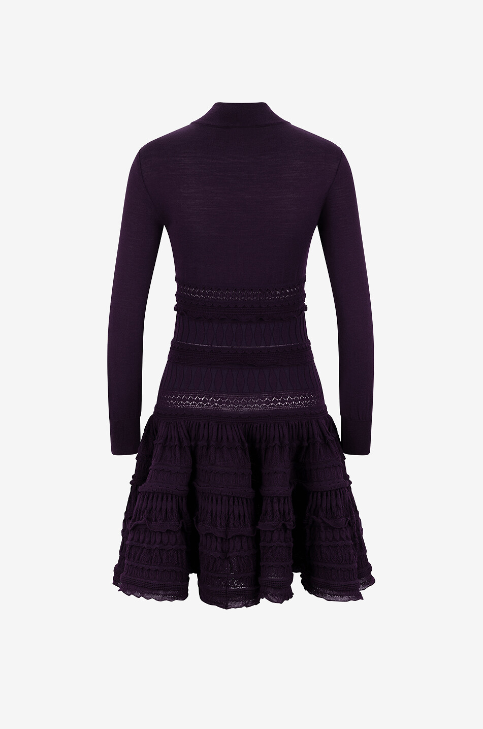 Woll-Minikleid mit Stehkragen und langen Ärmeln Crinoline