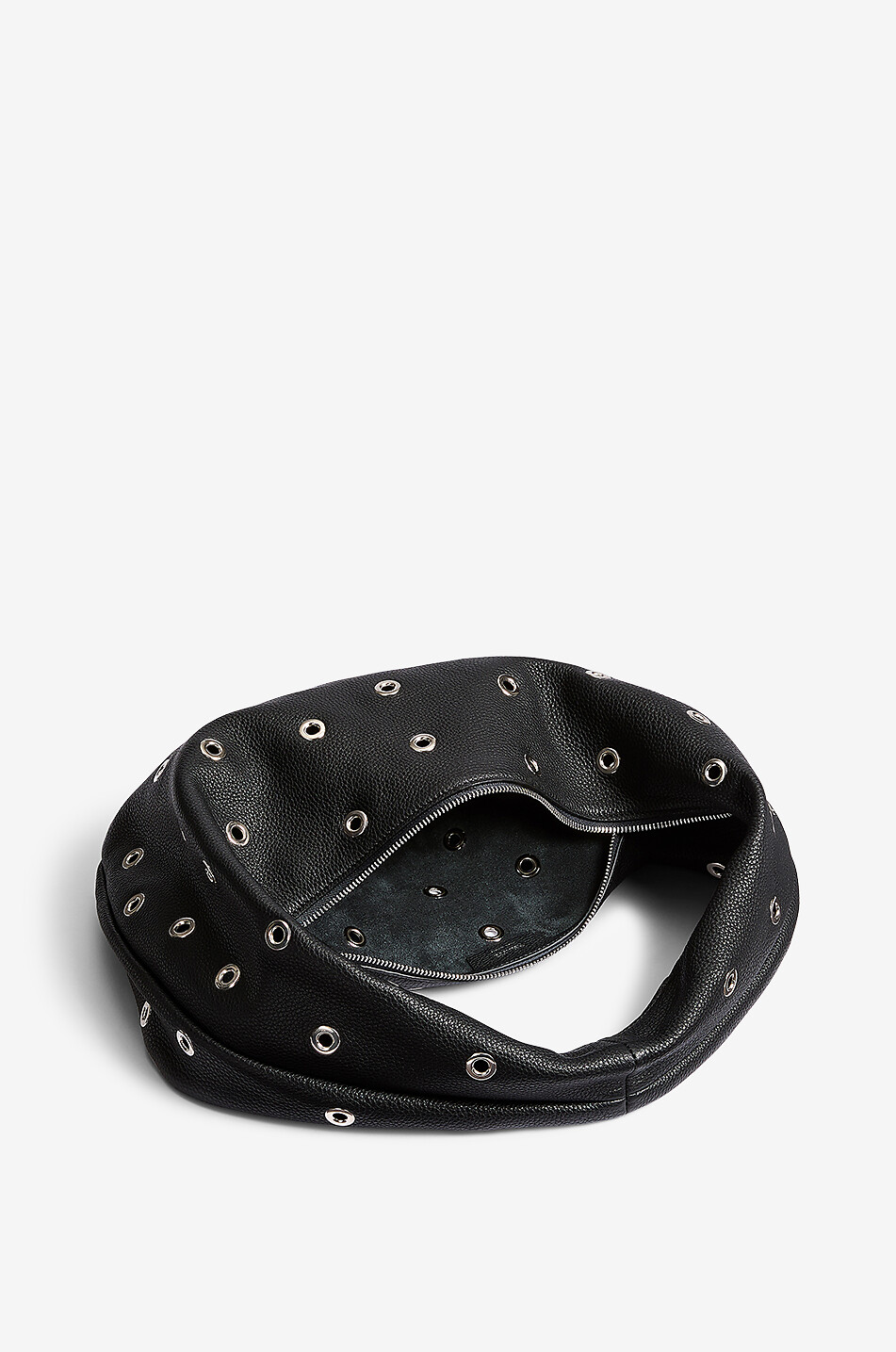 KHAITE Sac porté épaule en cuir à oeillets Medium Olivia Hobo Femme NOIR 3