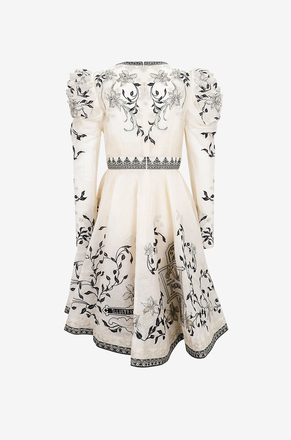 【I AM MARI】25SS★ Lemay Embroidered Lace Mini Flare OP Women Summer Loose Lace Dress V-Neck Flare Sleeve Embroidery