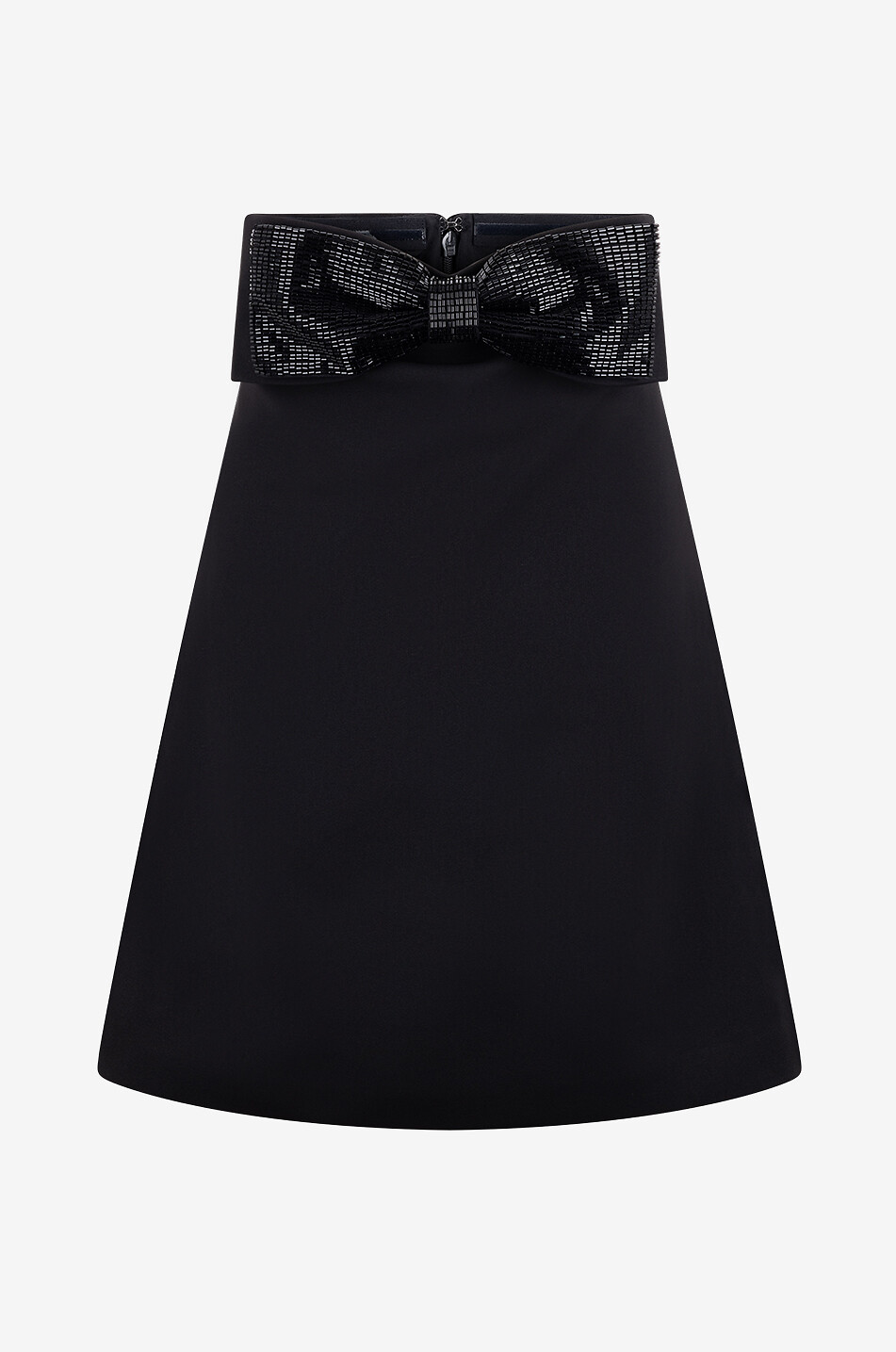SELF PORTRAIT Bandeau Mini crepe dress with beaded bow Women BLACK 1