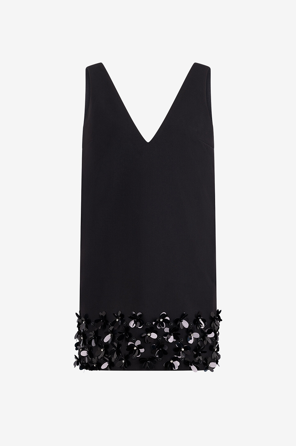SELF PORTRAIT 3D Sequin sleeveless A-line crepe mini dress Women BLACK 1