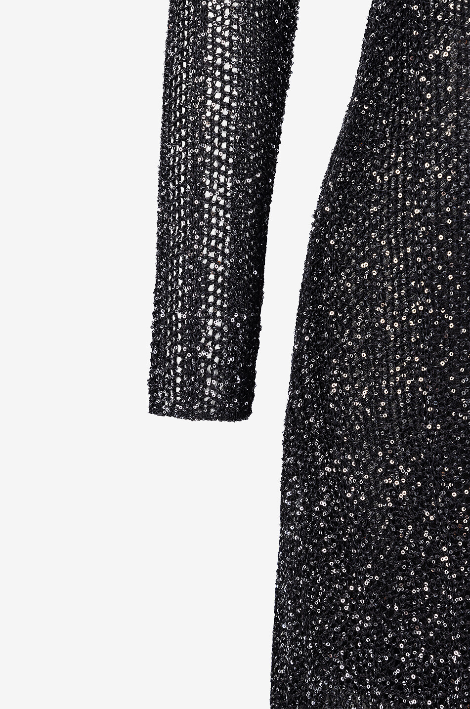 ALAÏA Schmales langes Lochstrickkleid mit Pailletten Damen SCHWARZ 3