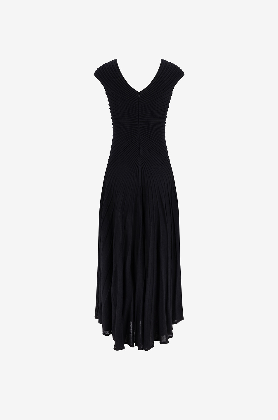 ALAÏA Schulterfreies langes Relief-Strickkleid Damen SCHWARZ 2