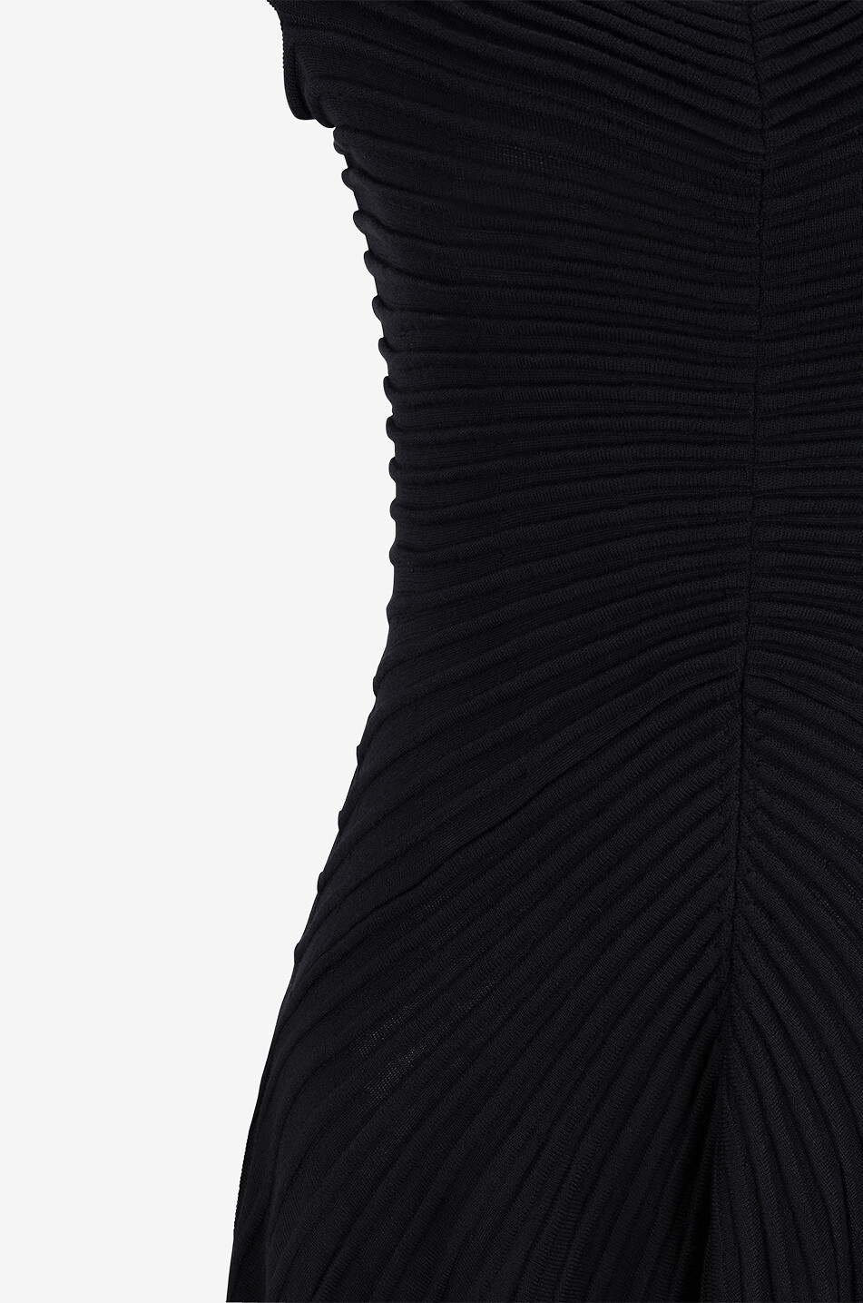 ALAÏA Schulterfreies langes Relief-Strickkleid Damen SCHWARZ 3