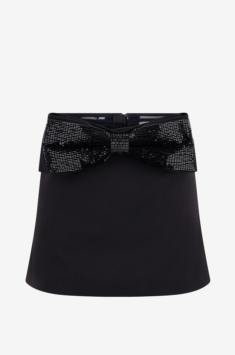 Top bandeau en crêpe orné d'un noeud et de perles