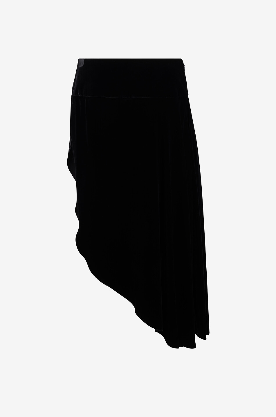 ALAÏA Asymmetric low-rise velvet midi skirt Women BLACK 2